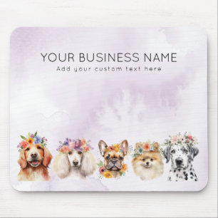 Hunde mit Blume, Aquarell lila Mousepad