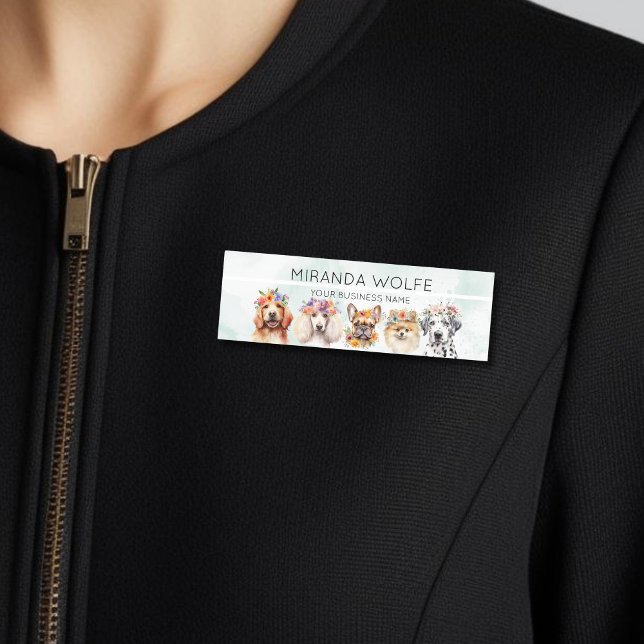 Hunde mit Blume, Aquarell Namensschild (Von Creator hochgeladen)