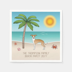 Hunde mit braunem und weißem Iggy an einem tropisc Serviette