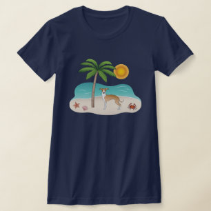 Hunde mit braunem und weißem Iggy an einem tropisc T-Shirt