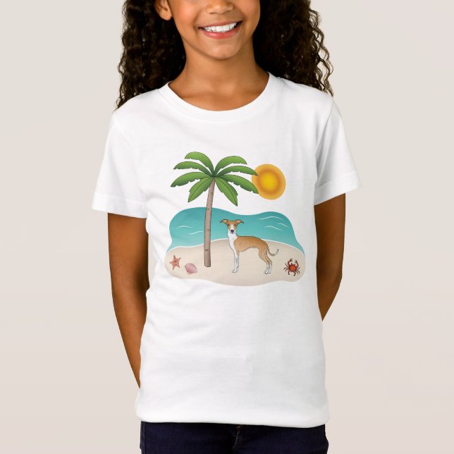 Hunde mit braunem und weißem Iggy an einem tropisc T-Shirt (Vorderseite)