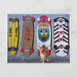 Hunde mit Dogtown-Skateboard-Wandgemälde Postkarte