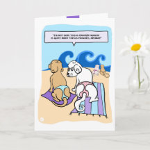 Hunde mit G-Strings Beach Funny Cartoon Card