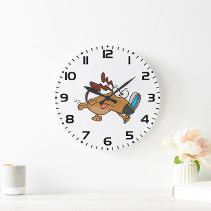 Hunde mit Gläsersatz Große Wanduhr