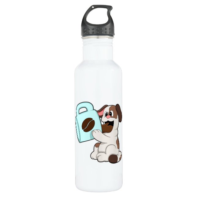 Hunde mit Kaffee-Cup Edelstahlflasche (Vorderseite)