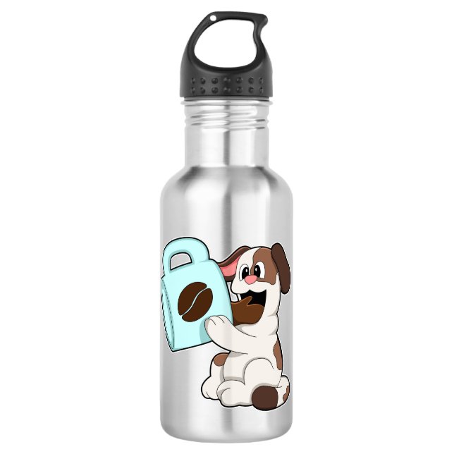 Hunde mit Kaffee-Cup Edelstahlflasche (Vorderseite)