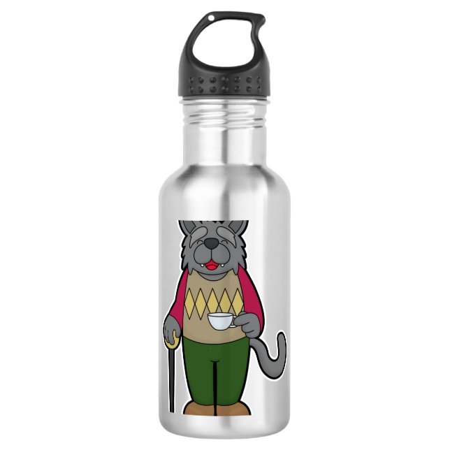 Hunde mit Kaffee-Cup Edelstahlflasche (Vorderseite)