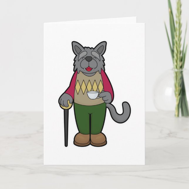 Hunde mit Kaffee-Cup Karte (Vorderseite)