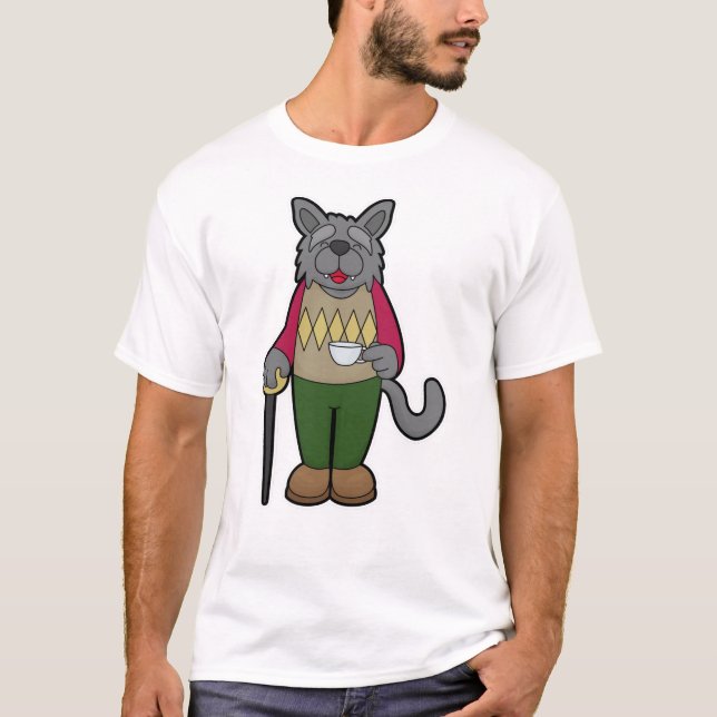 Hunde mit Kaffee-Cup T-Shirt (Vorderseite)