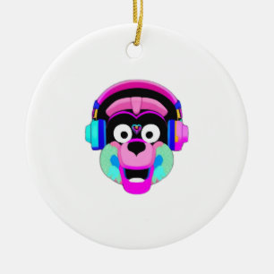 Hunde mit Kopfhörern und Spaß Keramik Ornament
