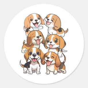 Hunde mit niedlichem Beagle Runder Aufkleber