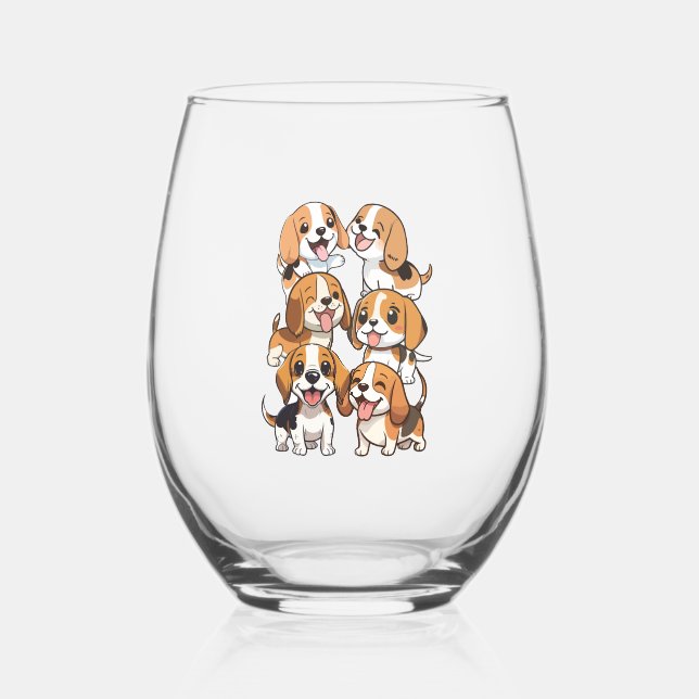 Hunde mit niedlichem Beagle Weinglas Ohne Stiel (Vorderseite)