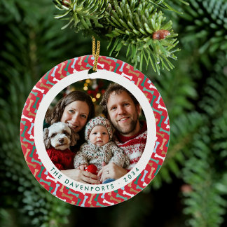 Hunde mit rotem und Aquamarinem Knochenmuster Fami Keramik Ornament