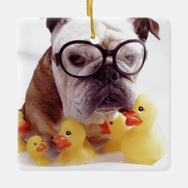 **HUNDE MIT RUBBER-DUCKS** CHRISMAS ORNANATION KERAMIKORNAMENT (Vorderseite)