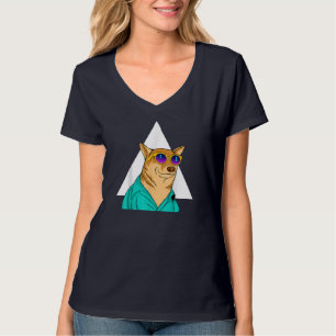 Hunde mit Sonnenbrille Funny Pet Niedlicher Cartoo T-Shirt