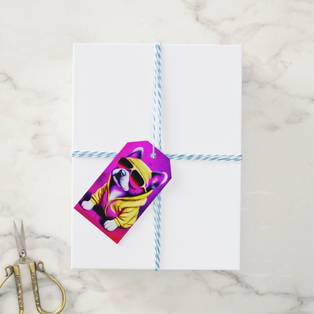 Hunde mit Sonnenbrille Geschenkanhänger (Mit Garn)