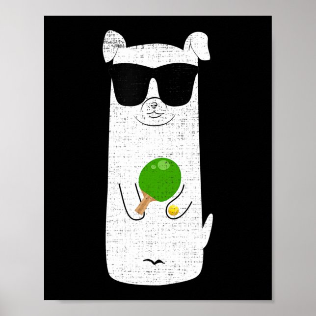 Hunde mit Sonnenbrille spielen Tischtennis Spaß Sp Poster (Vorne)