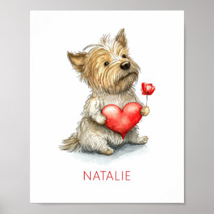 Hunde mit Wasserfarben Wand an Wand Niedlich Poster