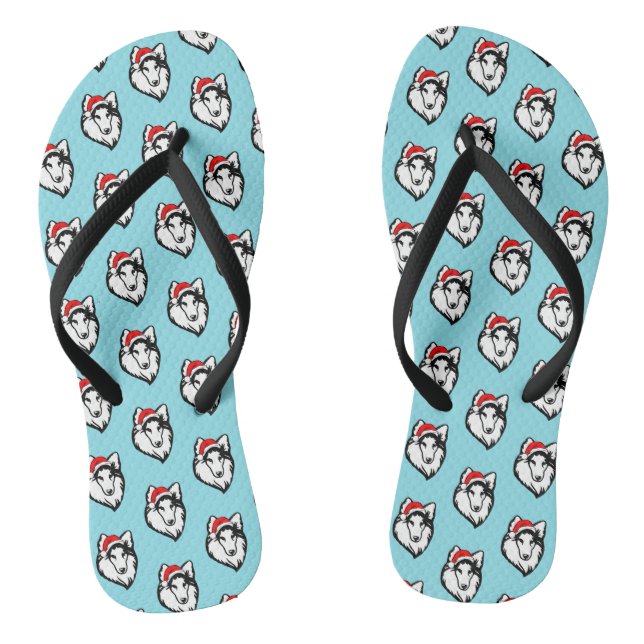 Hunde mit Weihnachts-Weihnachtsmannmütze Muster Flip Flops (Fußbett)