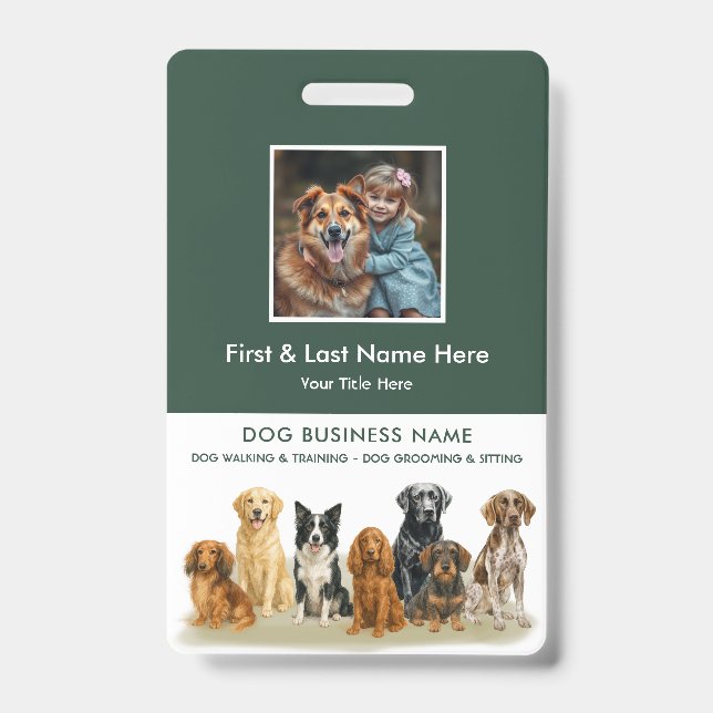 Hunde-Mitarbeiter-Foto QR-Code-Logo-Name Ausweis (Vorderseite)