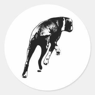 Hunde Mitte - Hund in Rückwärtsrichtung Runder Aufkleber