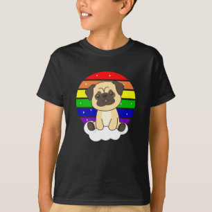 Hunde Mops Regenbogen Glitzer Kawaii Hunde farbenf T-Shirt