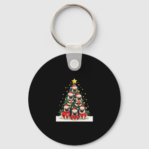 Hunde Mops Weihnachtsbaum Niedliche Weihnachten (4 Schlüsselanhänger