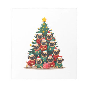 Hunde Möpse Weihnachtsbaum Süß Weihnachten (2) Notizblock