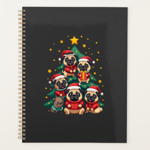 Hunde Möpse Weihnachtsbaum Süß Weihnachten (3) Planer