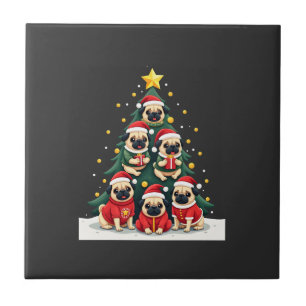 Hunde Möpse Weihnachtsbaum Süß Weihnachten (4) Fliese