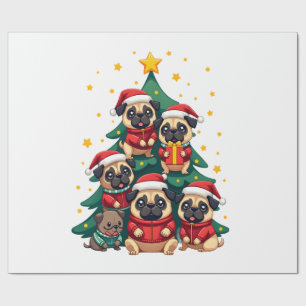 Hunde Möpse Weihnachtsbaum Süßes Xmas (3) Geschenkpapier