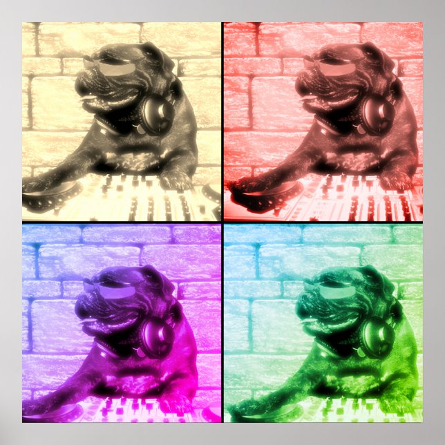 Hunde musikalische Kunst vier Bild gespalten Poster (Vorne)