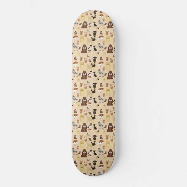 Hunde Muster. Skateboard (Vorderseite)