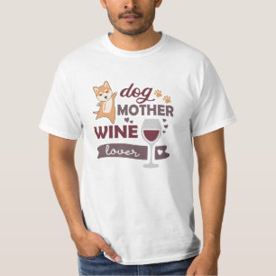 Hunde Mutter Wein Lover Niedlich Hund Shiba Roter T-Shirt