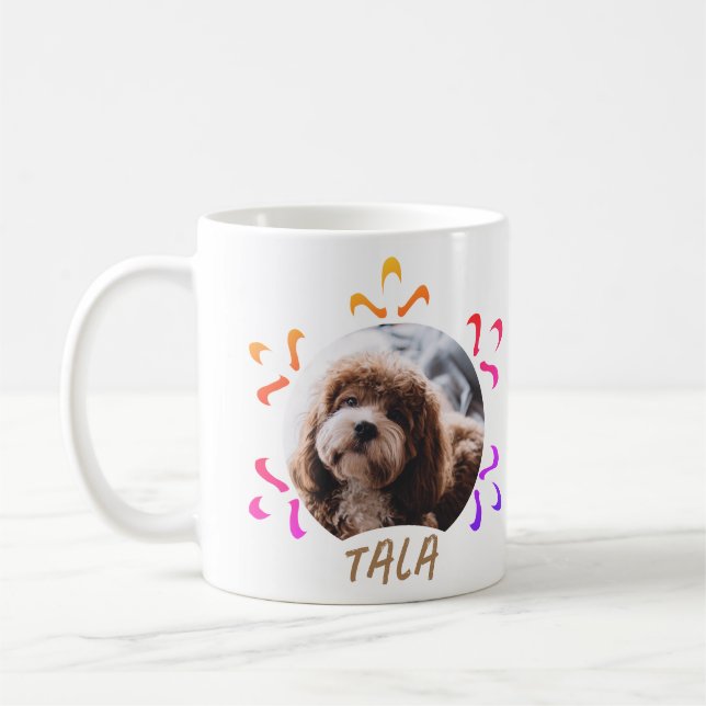 Hunde Name Foto Farbenfrohe Schneeflocke Kaffeetasse (Links)