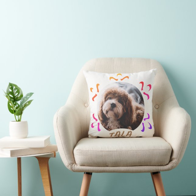 Hunde Name Foto Farbenfrohe Schneeflocke Kissen (Stuhl )