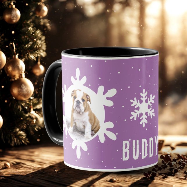 Hunde Name Foto Lila Snowflake Tasse (Von Creator hochgeladen)