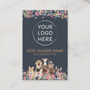 Hunde Niedlicher Blumen-Foto-Logo-Kreis Visitenkarte