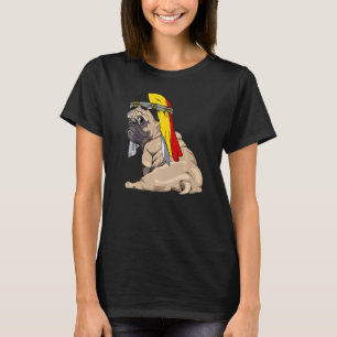 Hunde Niedlicher Mops Retro Belgien Flaggenstand T-Shirt