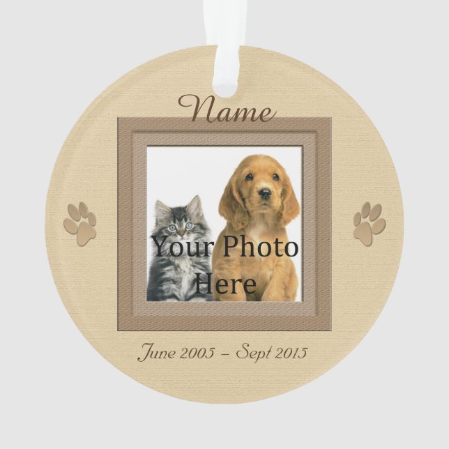 Hunde oder Katze Beige Perfekte Erinnerungen Foto Ornament (Rückseite)