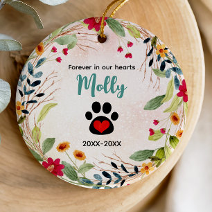 Hunde- oder Katzen-Gedenkpfoten süßer bunter Kranz Keramik Ornament