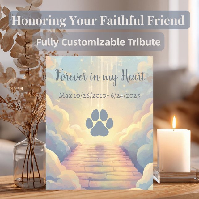 Hunde- oder Katzen-Regenbogenbrücke-Gedenkstätte Fotoplatte (Personalized Rainbow Bridge pet memorial plaque with custom name and dates. A lasting pet loss gift.)