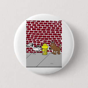 Hunde Öffentliche Toiletten Lustige Cartoon T-Shir Button