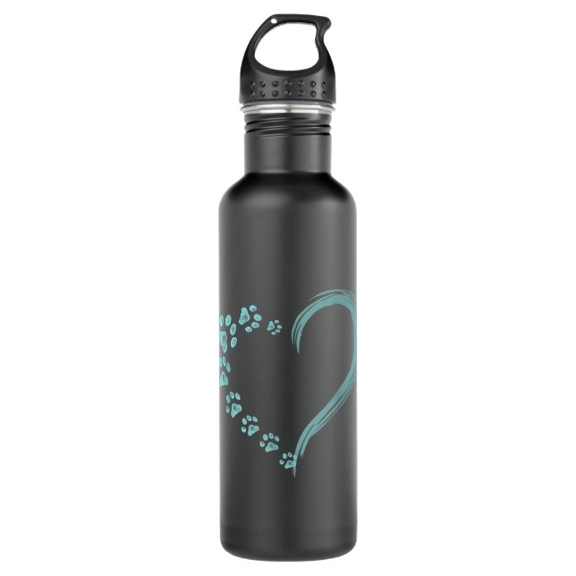 Hunde Pad Print Heart Hund Mama Edelstahlflasche (Vorderseite)