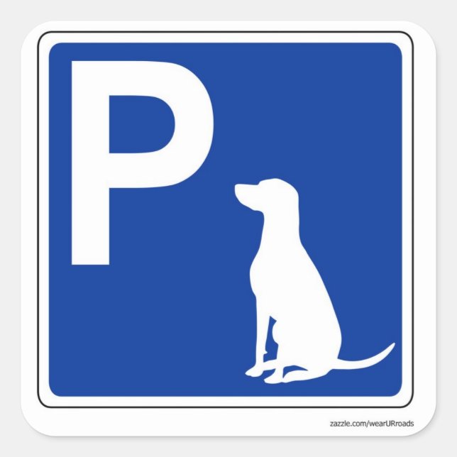 Hunde-Parking-Aufkleber Quadratischer Aufkleber (Vorderseite)