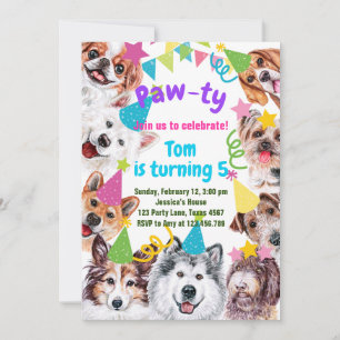 Hunde Party Einladung zum Geburtstag