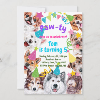 Hunde Party Einladung zum Geburtstag