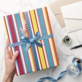 Hunde Party Farbige Streifen Personalisiert Geschenkpapier