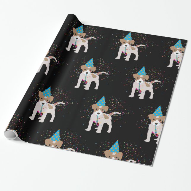 Hunde Partying - Tiere Welpen mit Party Geschenkpapier (Ungerollt)