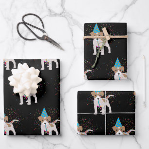 Hunde Partying - Tiere Welpen mit Party Geschenkpapier Set